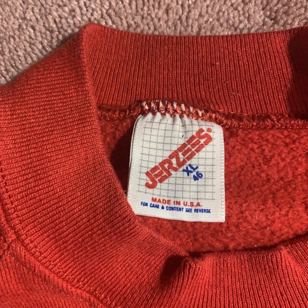 Vintage Jerzees Corvette Sweatshirt Red Embroidered Logo Made in USA Mens XL - Picture 3 of 3